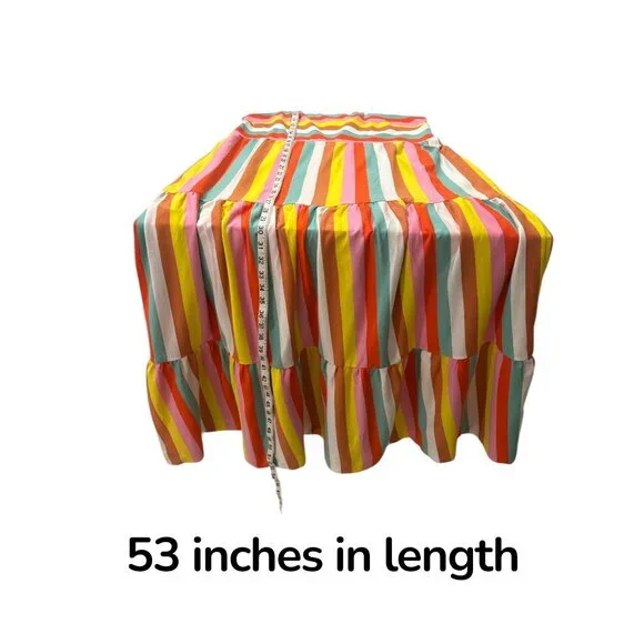 J.Crew Rainbow Stripe Maxi Dress M Cotton Tiered Resort Beach 53” - Picture 7 of 8